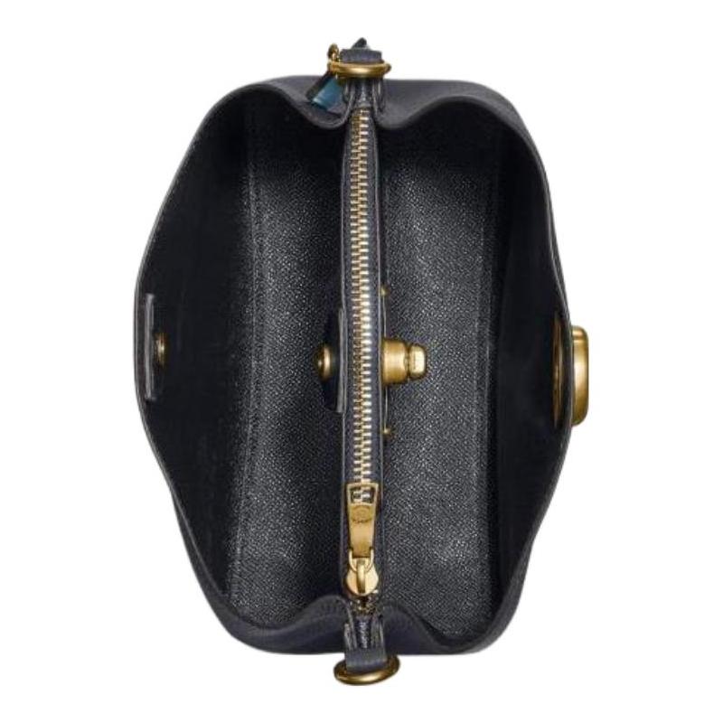 Coach Willow 24 Commuting Portable Grained Leather Shoulder Crossbody Handbag Medium Women's Dark Blue Purple