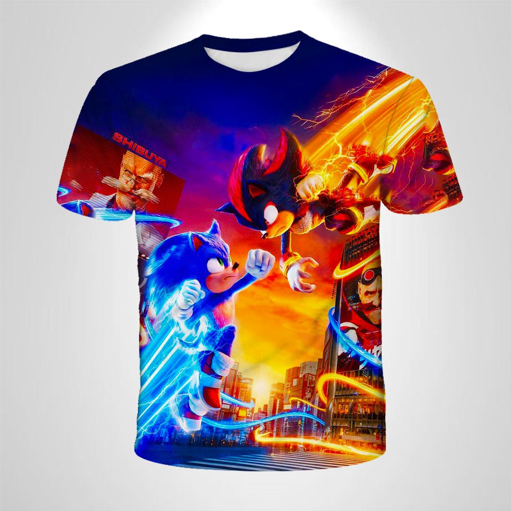 

Children T-shirt Kids Clothing Anime Sonic The Hedgehog Boys T Shirt Girls Cartoon Game Sonic Men‘s Clothes Summer Tops 140