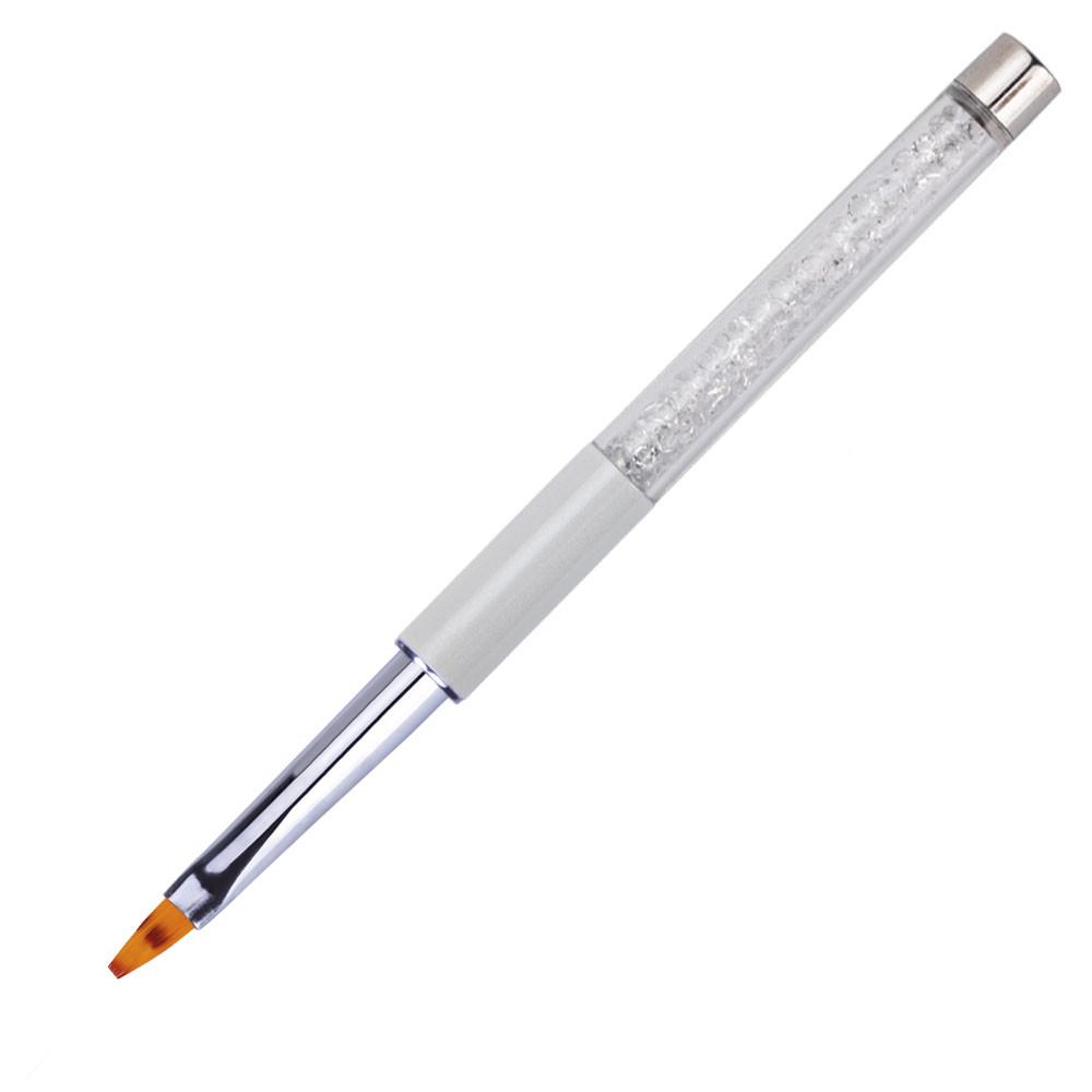 White Flat Ombré Nail Art Brushes - Crystal Handle