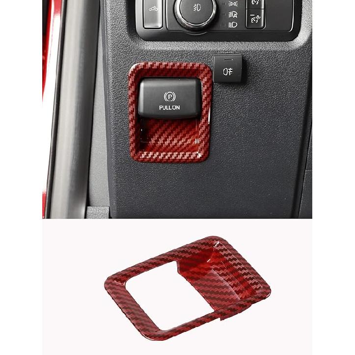 Savadicar Wood Grain Interior Accessories - Electronic Parking Brake Switch Trim Cover for Ford F150 (2021-present) - Premium Texture Interior Decor