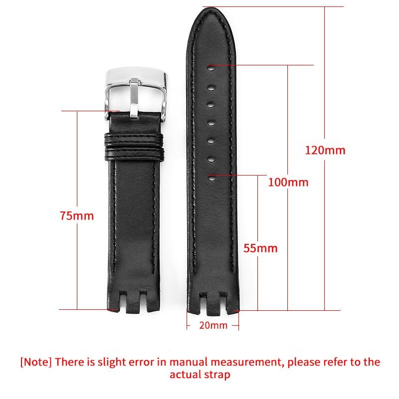 Genuine Leather for Swatch YTS401/402/409/713 YTB400 Pin/Folding Buckle Watchband Watch Strap Bracelet Watch Accessories 20mm