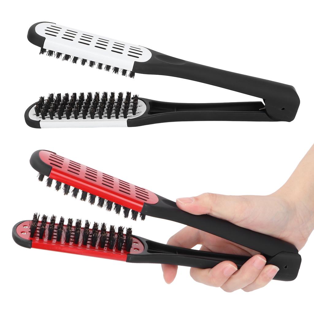Bristle Double Sided Brush Clamp Multifunctional Hair Brush Straightener Styling Tool for Women Men