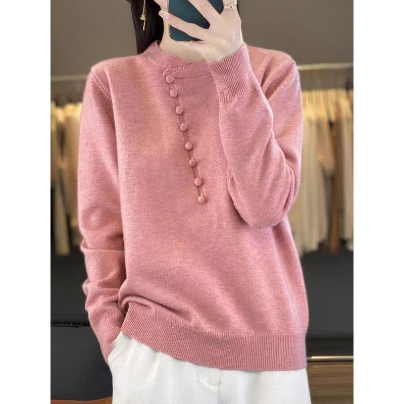 Herbst- und Winterstrick-Unterziehpullover für Damen, neues Muttermodell mit Rundhalsausschnitt innen