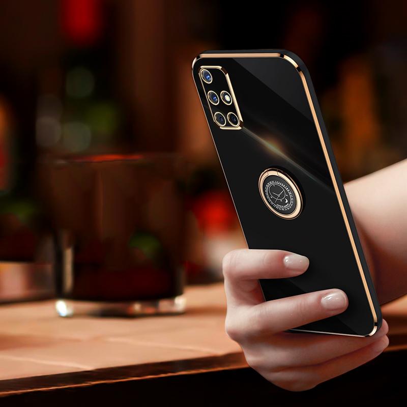 Pro Samsung Galaxy A71 A51 4G 5G Pouzdro Samsung A71 Pouzdro na telefon Galaxy A51 Zadní kryt Luxusní čtvercový pokovovací kroužek Držák Stojan