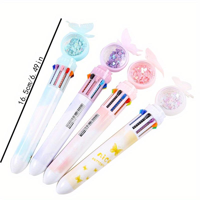 10 buc pix creativ cu paiete fluture în zece culori pix cu bile de presă pix multicolor graffiti cu ulei pentru ușă