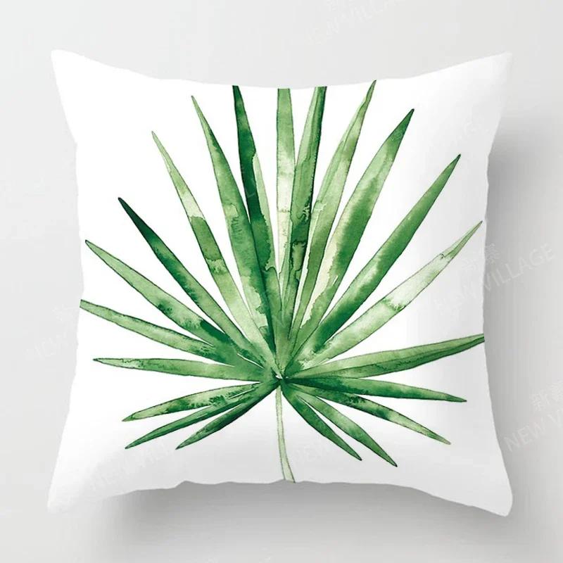 Nordic Fall Home Decor Autumn Throw Pillow Case Sofa Cushion Cover Modern 45X45Cm 45*45 50X50 60X60Cm 40*40Cm Leaf Plant Green