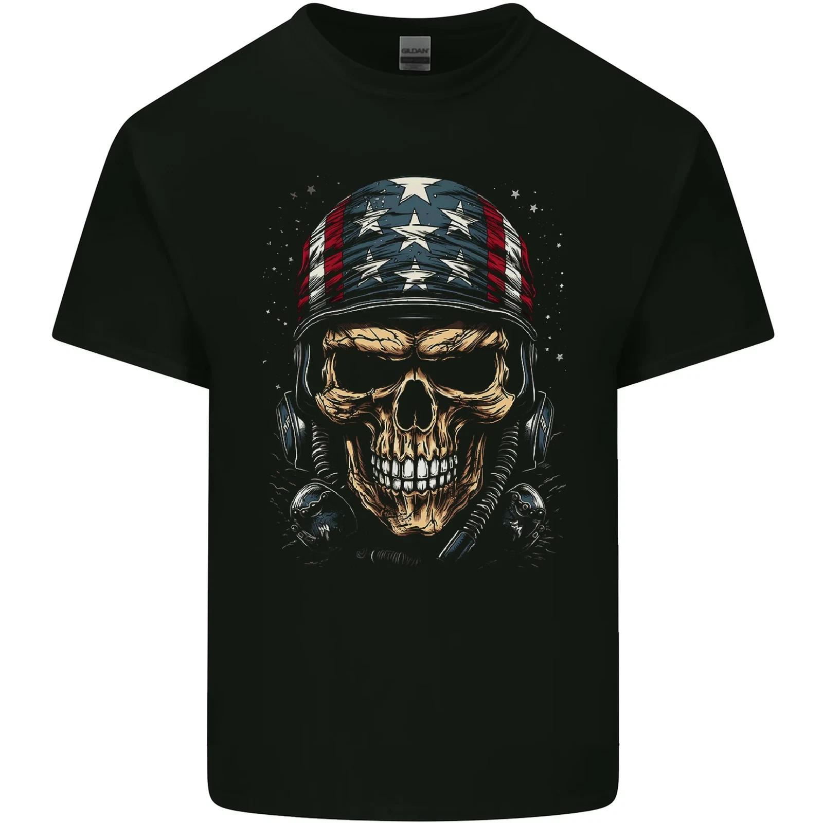 American Bandana Skull USA Biker Kids T-Shirt Childrens 3XL