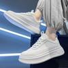 Moda Primavera Otoño Zapatos Casuales Ligeros para Hombre 2024 Nuevo Todo-combinable Cuero Escuela Zapatillas Blancas con Cordones Antideslizantes Zapatos Casuales para Hombre