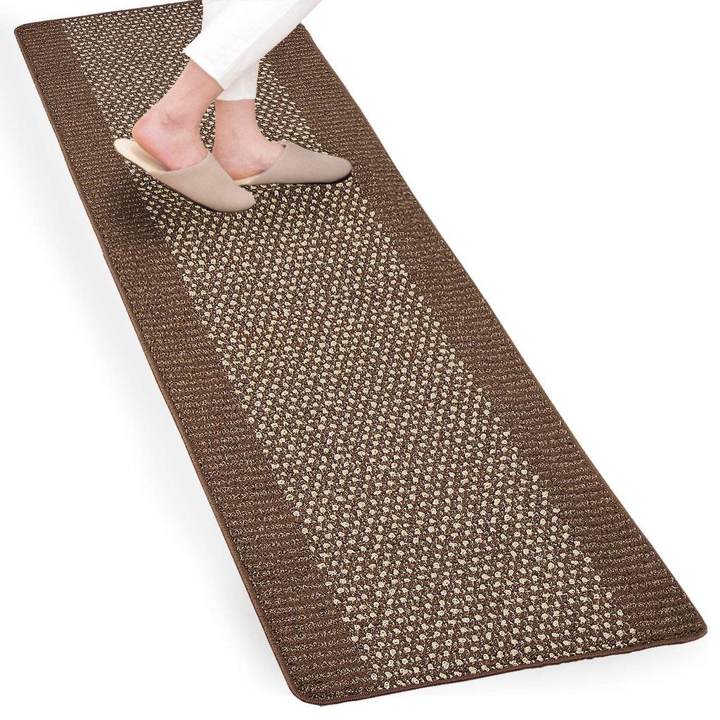 Oka Yutosei Kitchen 60cm x Brown (OKA) Easy-to-Wash Mat, Approx. 240cm, (Washable, Lightweight, Non-Slip, Cushioned)