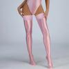 Calze Alte Sexy da Donna in Pizzo Raso Liscio Lucide all'Olio Collant Sexy Lucidi Vintage Calze da Yoga Modellanti Elastiche Calze da Cameriera Sopra il Ginocchio