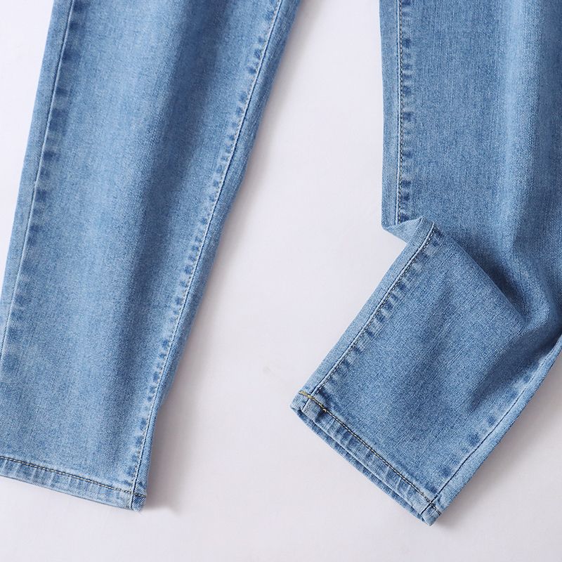 Foreign Trade European and American Single Elastic Waist Lace-up Jeans 2025 New Women Loose Slimming Versatile Harem Pants