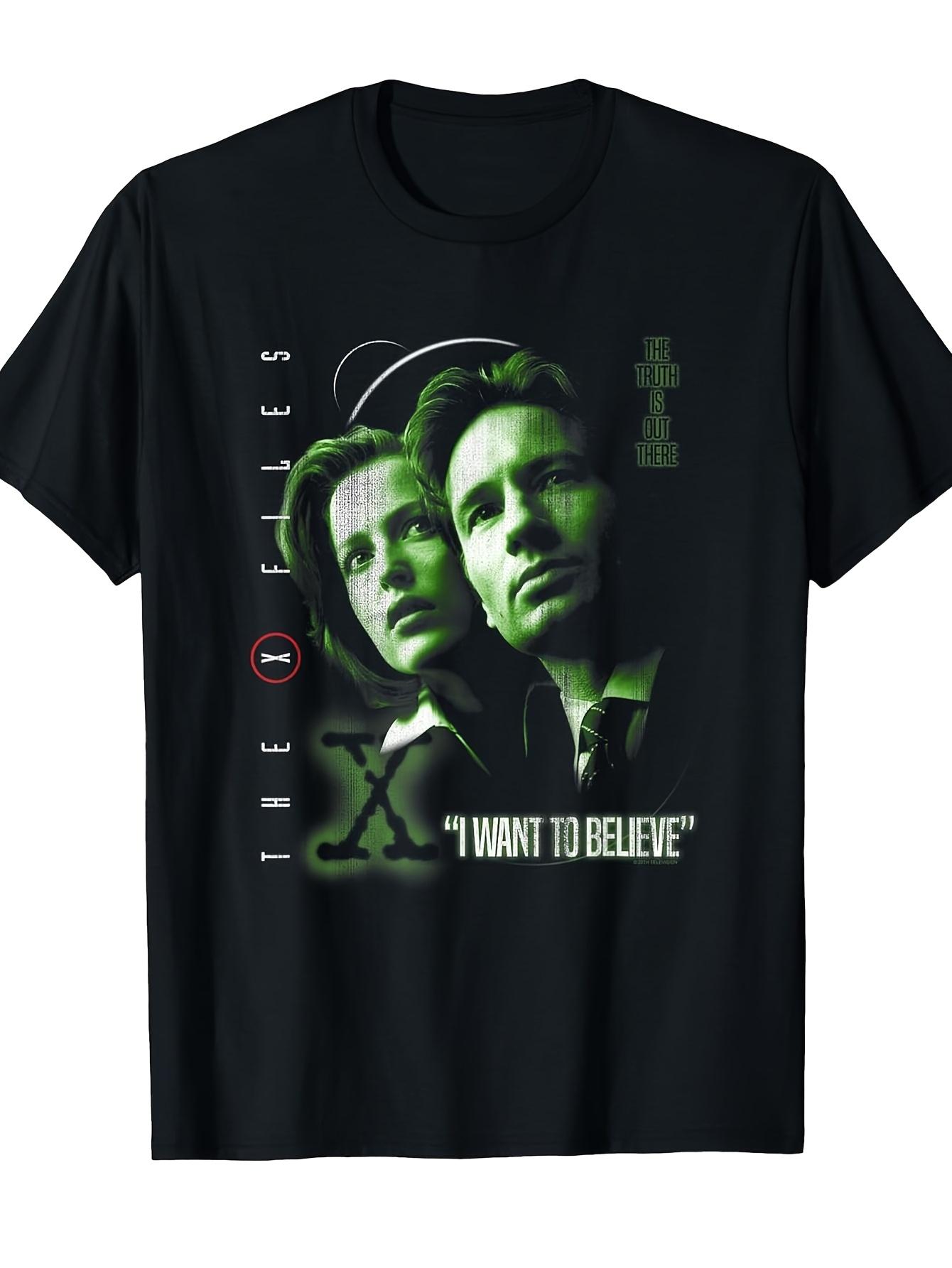 LocalMen Women s  I Want To Believe  X-Files Printed T-shirt - Retro TV Drama Theme T-shirt with Iconic  I Want To Believe  -... S разноцветный