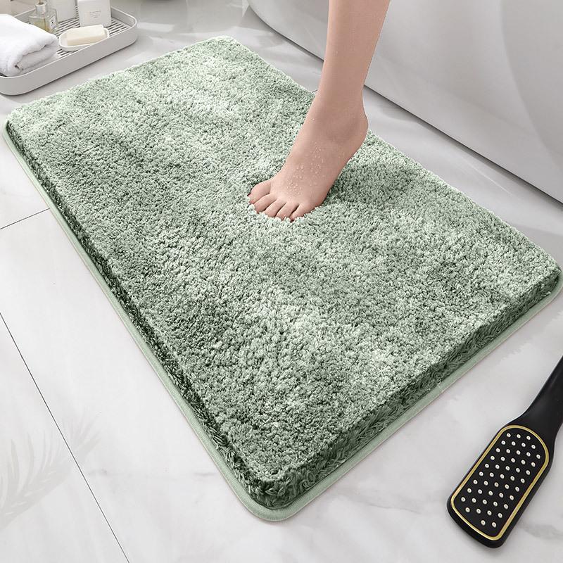 Modern Minimalist Solid Color Floor Mat, Square Long Plush, Thickened Absorbent Carpet, Bathroom Door Mat, Non Slip Mat