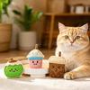Brinquedo para Gatos de Bucha Natural Formato de Copo de Chá com Leite Mastigável com Palito de Erva-de-Gato Brinquedo Seguro para Dentição de Gatos Filhotes Limpeza dos Dentes