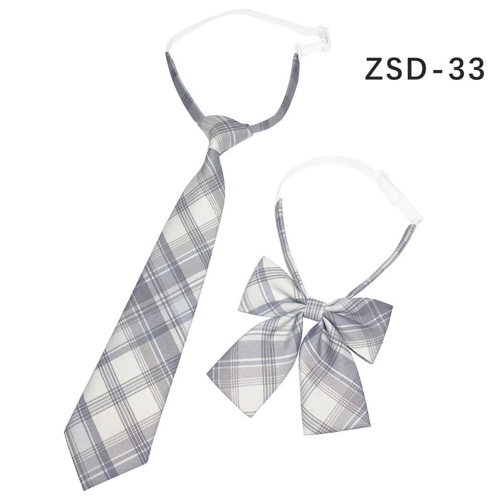 Unisex JK Collar Plaid Bowknot Flower Set - Polyester Cotton Student Uniform Accessory