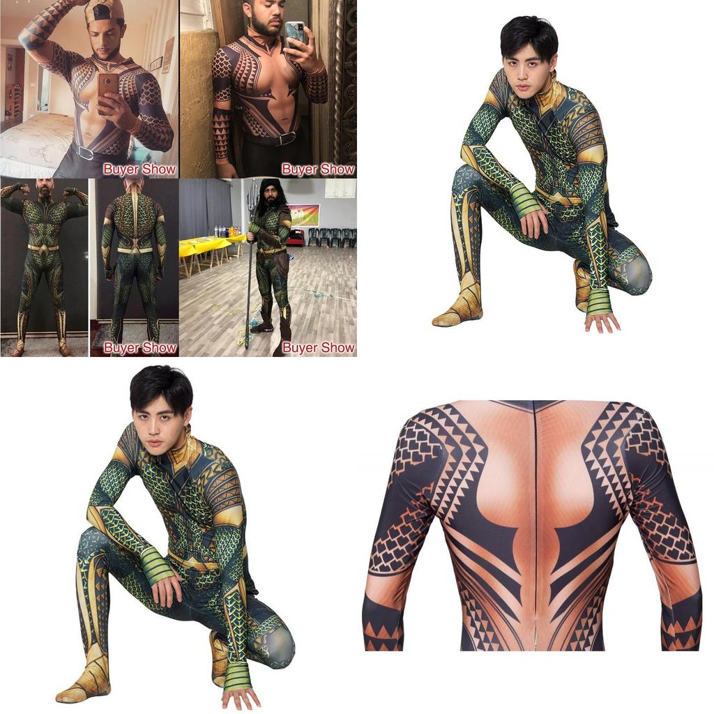 Aquaman Arthur Curry Cosplay Costume Bodysuit Perfect For Halloween Cosplay**