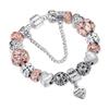 White Round Beaded Bracelet with Pandora DIY Drip Oil Large Hole Bead