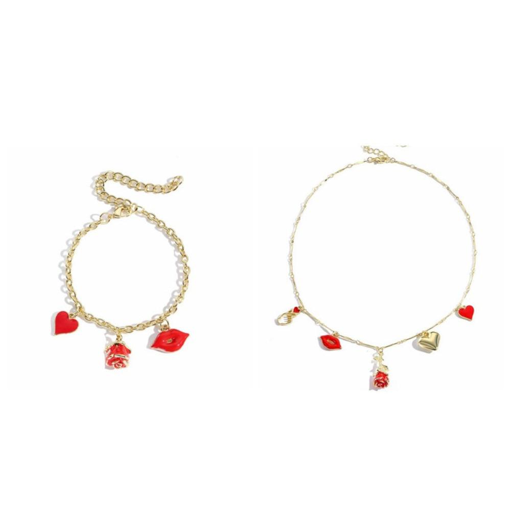 Zinc Zinc Zinc Alloy Necklace Earrings Bracelet Flower Flower Jewelry Luxury Rose Necklace  Wedding