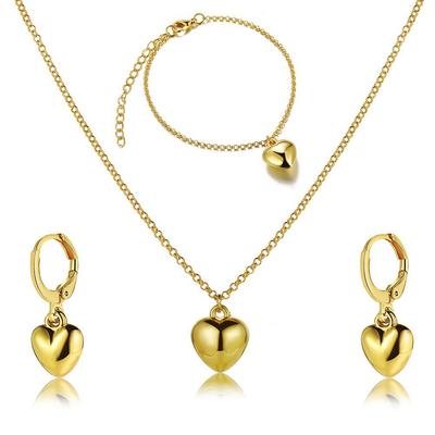 Heart Earrings Necklace Jewelry Set Choker Earrings