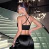 European and American Summer Sexy Small Suspender Letter Hot Diamond Ultra Short Personalized Street Backless Vest