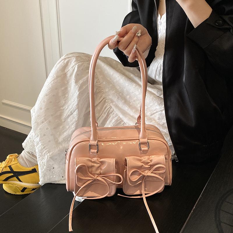 Premium underarm bag women's new 2025 niche bow baguette bag fashion cross mirror shoulder bag