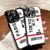 Travel Air Ticket Label Soft Phone Case For iPhone 15 16 17 Air 14 Pro Max 16E Plus 13 12 Mini Plating Anti-Fall Fundas
