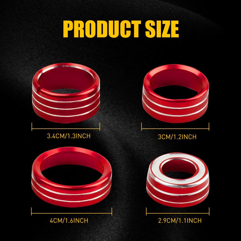 8Pcs Aluminum Central Control Switch Button Knob Ring Trim Red Fits For Chevrolet Silverado GMC Sierra 2014-2018 Car Accessories