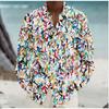 Men's Abstract Printed Long Sleeve Shirts Casual Cardigan New Button Holiday Fashion Shirts