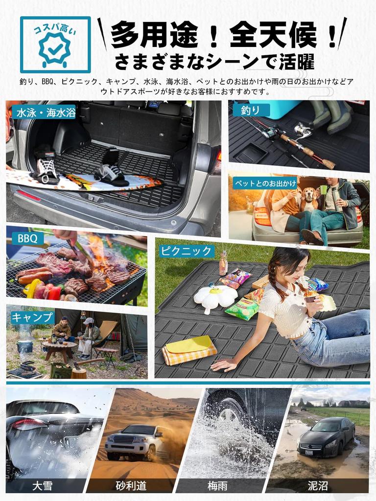 ruiya Foldable New Toyota Land Cruiser 250 Dedicated Luggage Mat Land Cruiser 250 Luggage Tray 3D Luggage Mat Waterproof TPE Material Stain Resistant