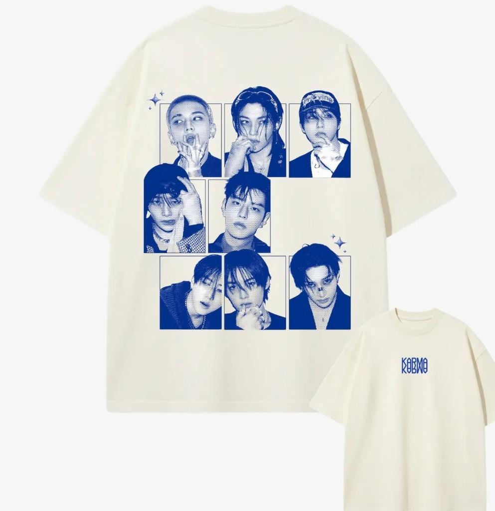 KPOP Stray Kids SKZ Karma Men's T-shirt 2026 Summer New Men's Women's Fashion Casual Cotton Oversized T-shirt Street Wear Y2K