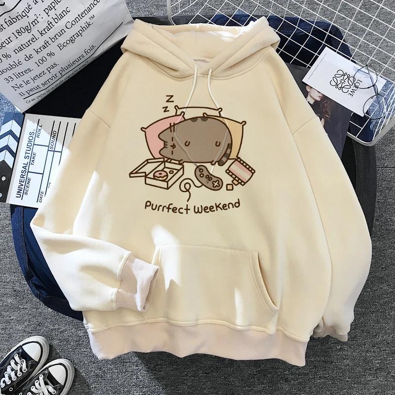 Women's cat hooded sweatshirt 2025 cartoon costume Korean Harajuku Kawai style oversized