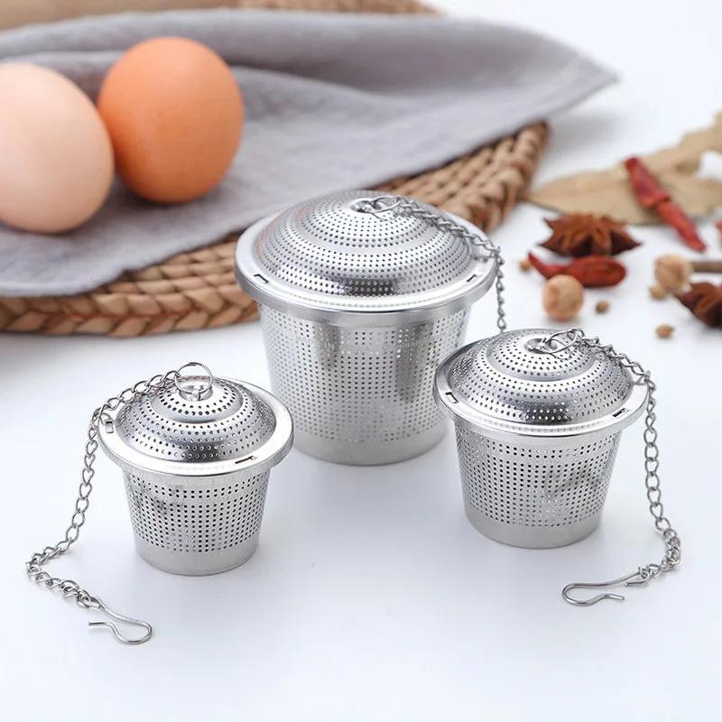 Stainless Steel Cooking Spices Infuser Fine Mesh Loose Tea Herbal Strainer Filter With Extended Chain Kitchen Accessories