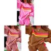 Relaxed Female Pullover Set With Color Block Pattern For Autumn Winter Casual Wear