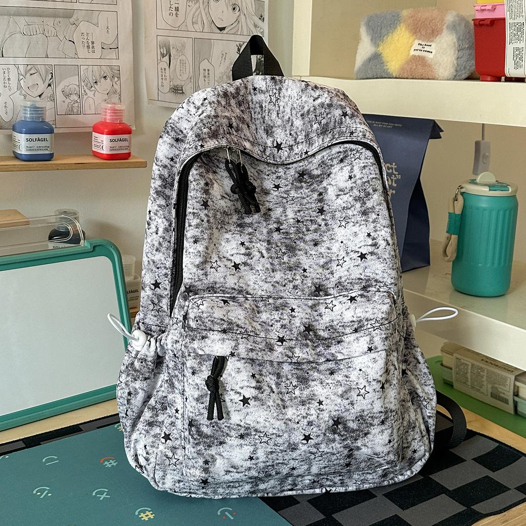 Schoolbag New Ins Wind Star Backpack Female Students Cute Large Capacity Schoolbag Junior High School Student Leisure Travel Backpack