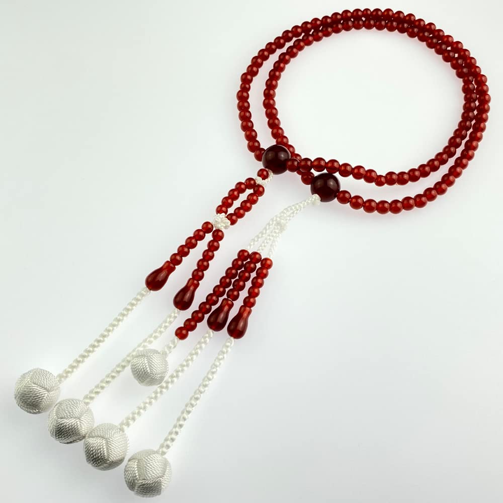 Myorenka Soka Gakkai Prayer Beads Black and Red PC 1 Shaku Medium Juzu Beads and Juzu Case Set with Odamaki Bonten SGI Prayer 0 Shaku Beads and White
