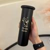 Portable 300ml Coffee Cup Straight Thermos Cup with Lid and Pattern Stainless Steel Thermal Insulation Leak-proof Milk Juice Cup
