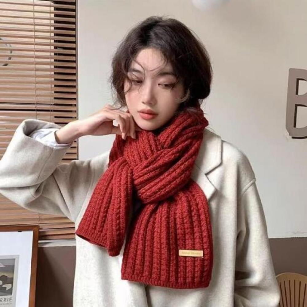New Arrivals Open Run Knit Muffler Plain Winter Scarf