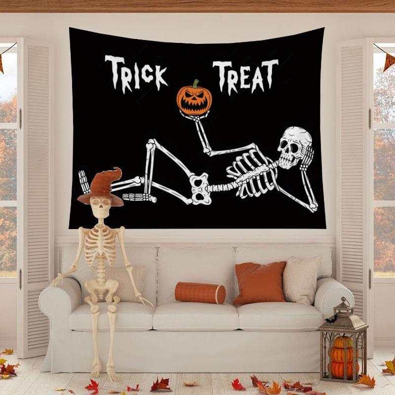 Halloween Home Party Decoration Tapestry Background Cloth Blood Red Handprint Clown Horror Pumpkin Head Atmosphere Tapestry