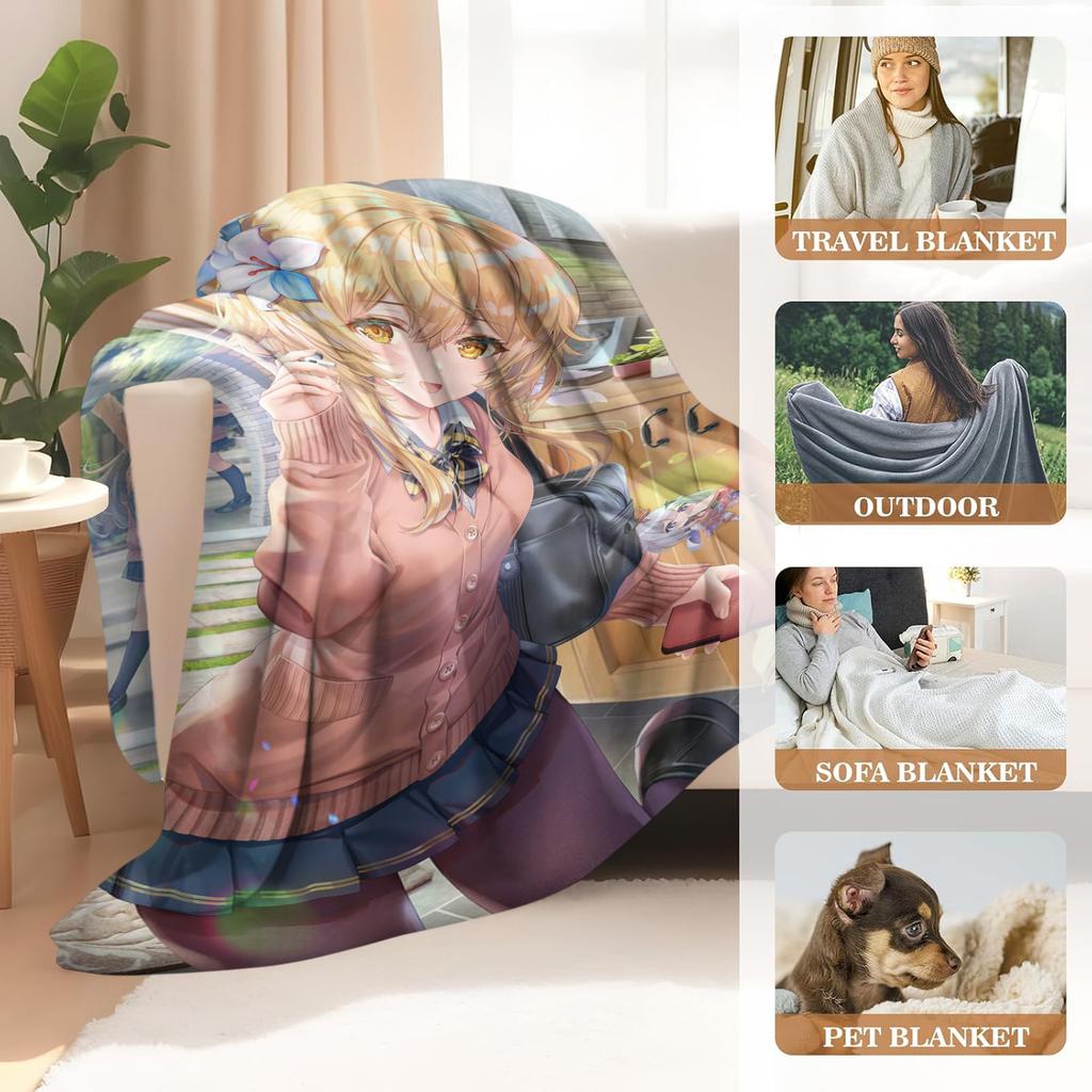 Cute Anime Fleece Fashion Blanket - Soft Flannel Throw Gift for Kids, Teens, Adults - Warm & Cozy for Christmas, Birthday