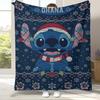 Cartoon S-Stitch Kawaii Flannel Blanket,Ultra Soft Warm Plush Throw for Home Bedroom Bed Sofa Cover Camping Picnic Gift Kids