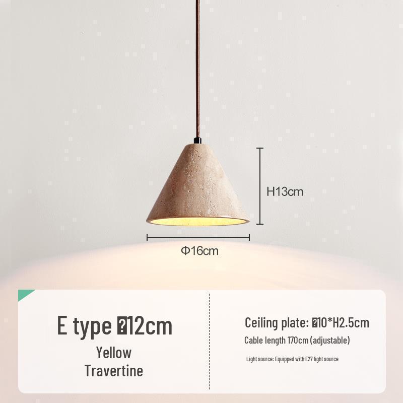 Yellow Travertine Stone Pendant Lamp: Japanese Wabi-Sabi Style for Bedroom or Restaurant