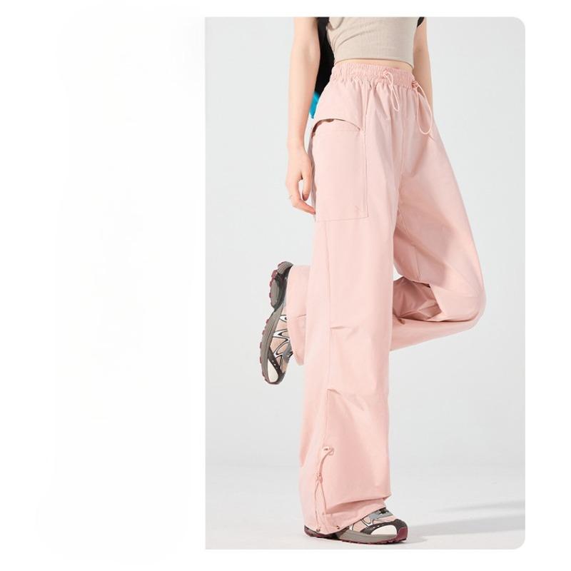 Pantaloni Traspiranti Impermeabili Colorati in Seta di Ghiaccio Asciugatura Rapida Gamba Larga Paracadute Ultraleggeri Antivento Protezione Solare per Donna