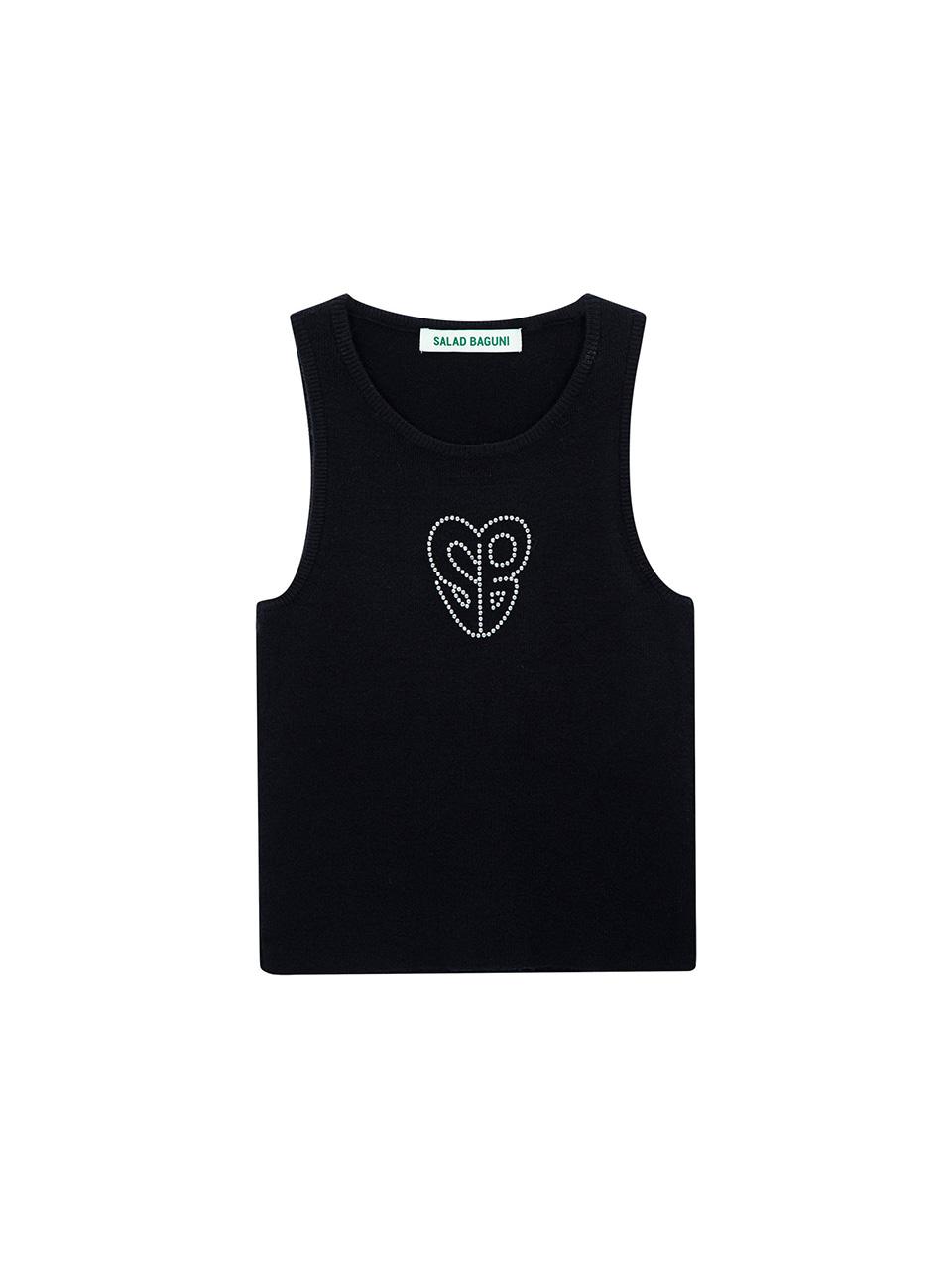 Salad Basket Hotfix Sleeveless Knit Top - Black