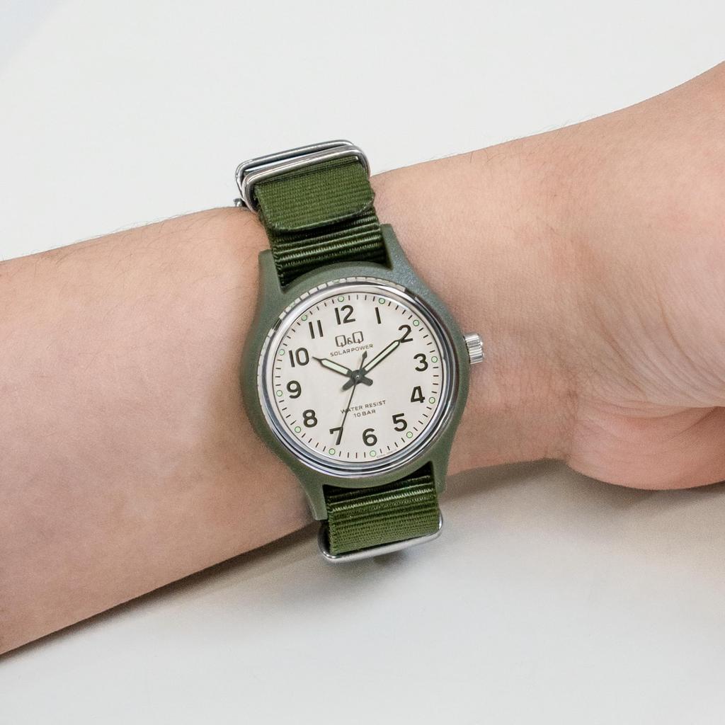 Analog Solar 10 ATM Water Nylon Green [Citizen Q&Q] Watch, Resistant, Strap, E05A-006VK, Men's,
