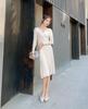 Solid Color Maternity Sweater Dress - Knit Core-Spun Yarn for Autumn/Winter