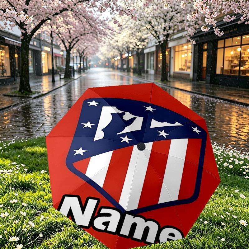 Custom Name Personalized football team Print Umbrella, Auto Open Close, 8‑Rib Sturdy Frame, Commute Camping Hiking Use, Birthday Gift