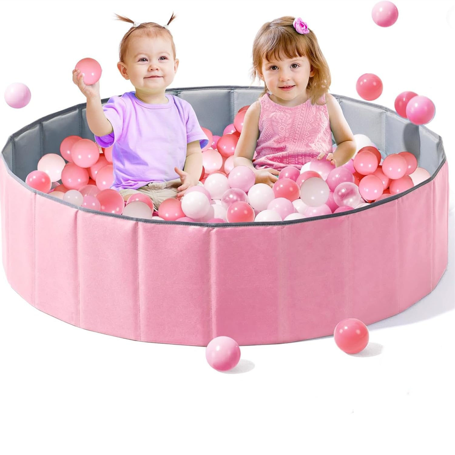 

Складной детский игровой манеж-бассейн, 100см120см, с сумкой для хранения, идеально подходит для дней рождений, детских праздников и рождественских подарков, без шариков (Розовый, 100 см)