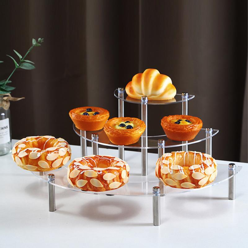 3-stöckige Acryl-Klar-Display-Ständer Halbkreis-Cupcake-Ständer für Desserts Veranstaltung Heimparty Geschäft Schaufenster Stufen