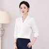 Formelles Damen-Anzugset mit V-Ausschnitt Chiffon Weißes Hemd