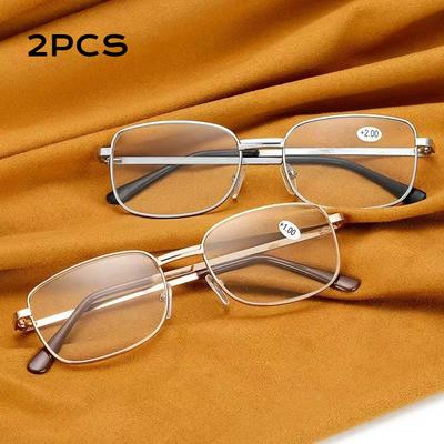 1/2PCS Metal Reading Glasses Men Women Square Full Frame Presbyopic Glasses Anti-Scratch Diopter Eyewear +1.0 To +4.0